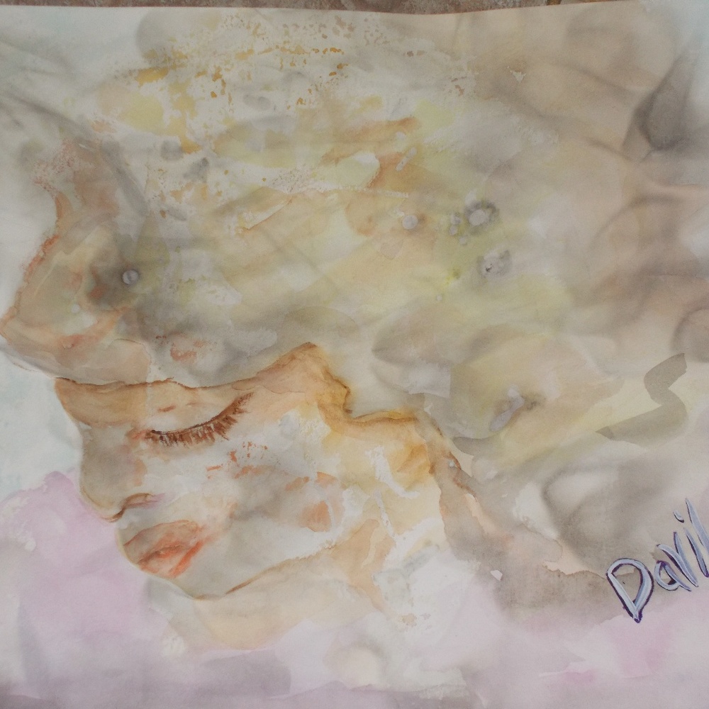 Original "Serenity" flame & watercolor, 11"x15"